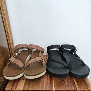 Teva Sandals Women's 8 Midform Universal Platform Bundle Black And Tan SN1090969